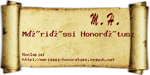 Máriássi Honorátusz névjegykártya